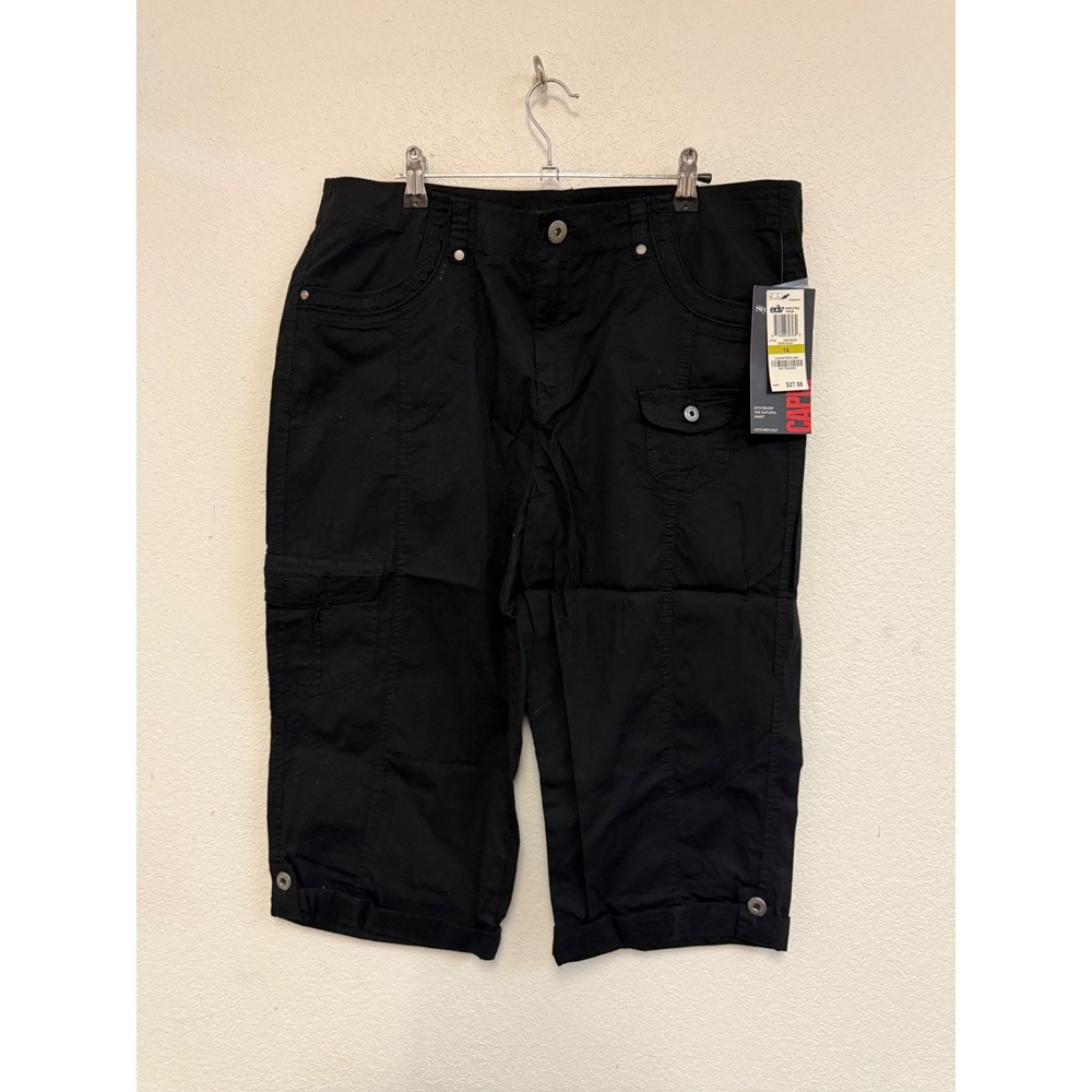 Style & Co Women's Size 14 Black Cargo Capri Pants NWT Stretch Mid Calf